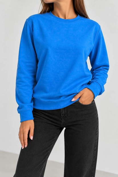 Свитшот женский однотонный, цвет голубой, 244R709-5