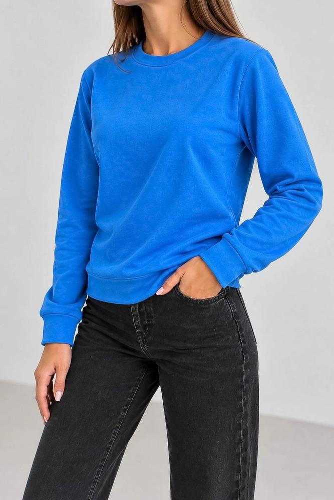 Купить Свитшот женский однотонный, цвет голубой, 244R709-5 - Фото №3