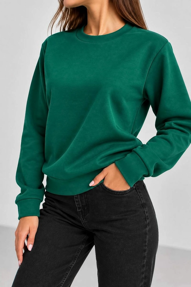 Купить Свитшот женский однотонный, цвет зеленый, 244R709-5 - Фото №3