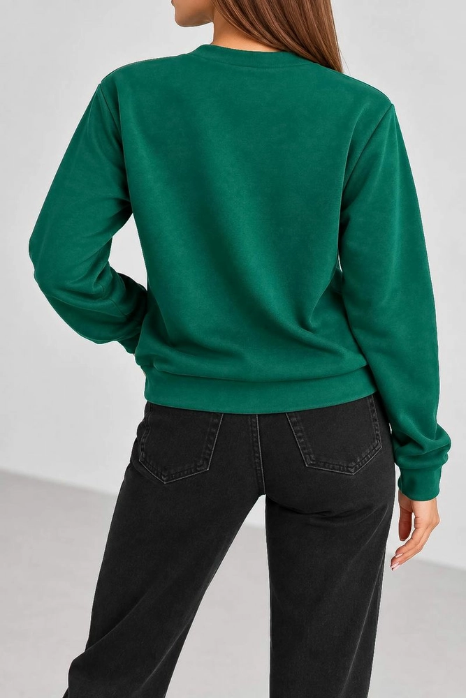 Купить Свитшот женский однотонный, цвет зеленый, 244R709-5 - Фото №4