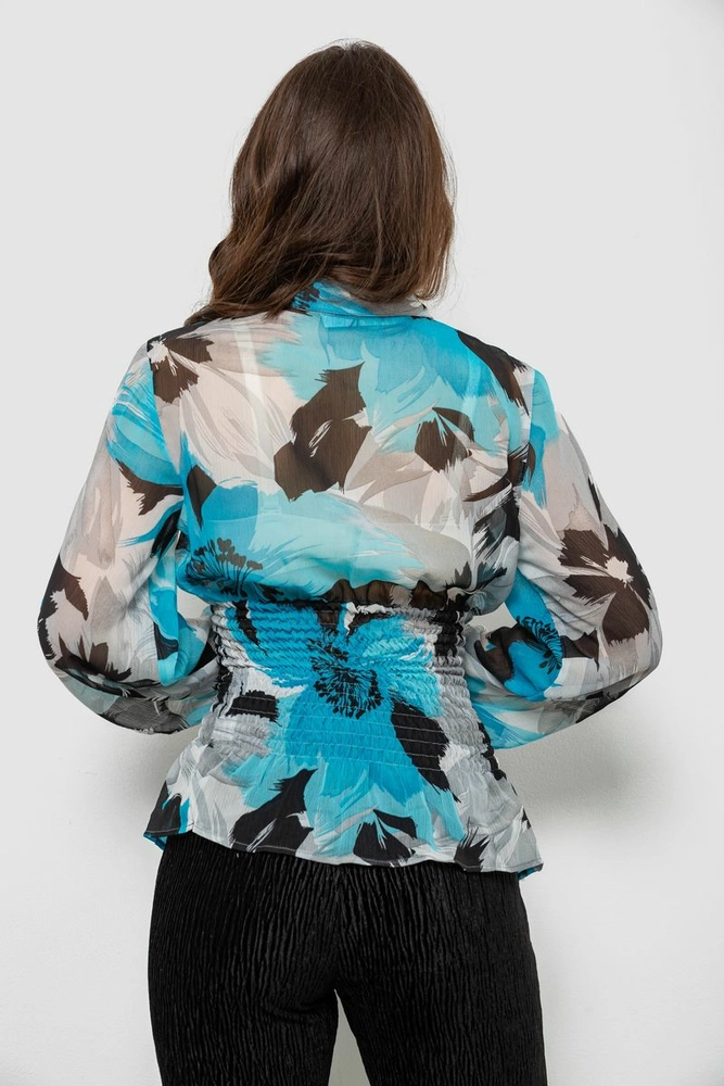 Купить Блуза женская с принтом шифоновая, цвет синий, 230R1502-4 - Фото №4