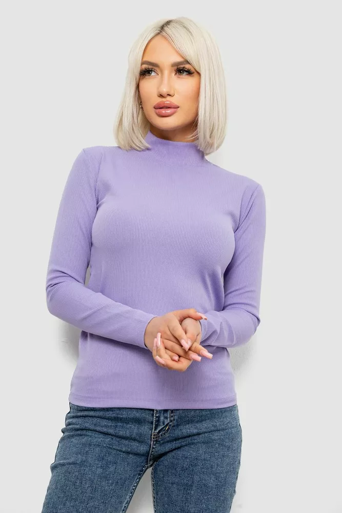 Купити Гольф жіночий однотонний в рубчик, колір бузковий, 214R332 - Фото №1