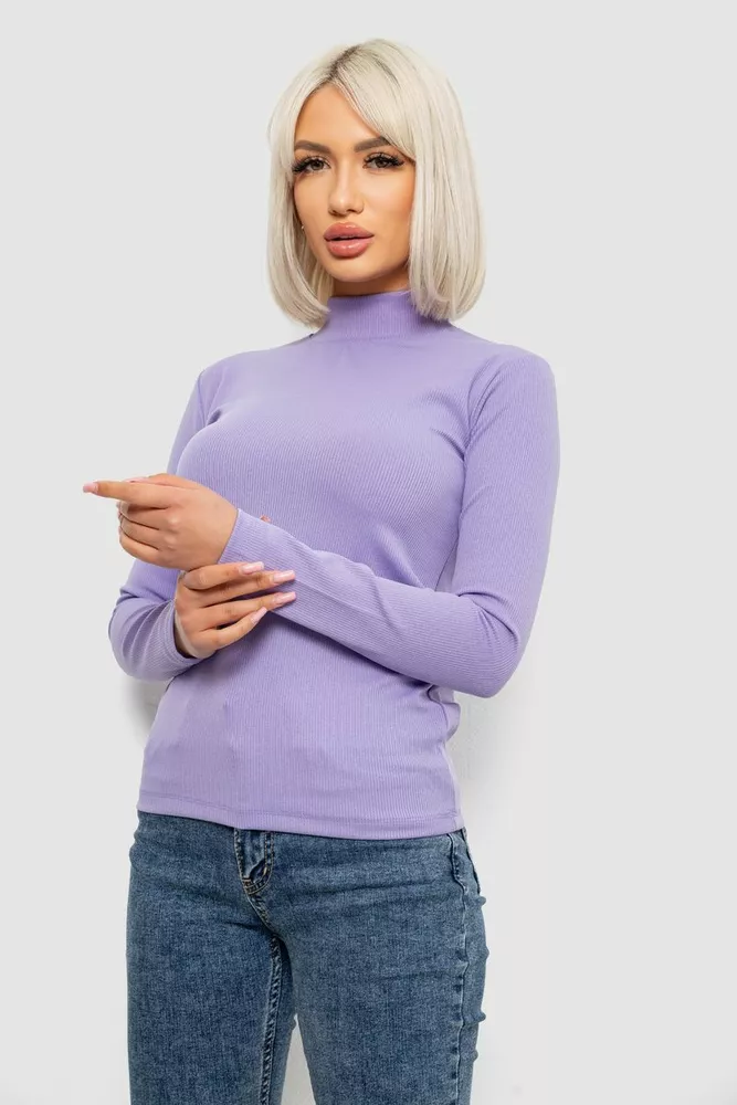 Купити Гольф жіночий однотонний в рубчик, колір бузковий, 214R332 - Фото №3