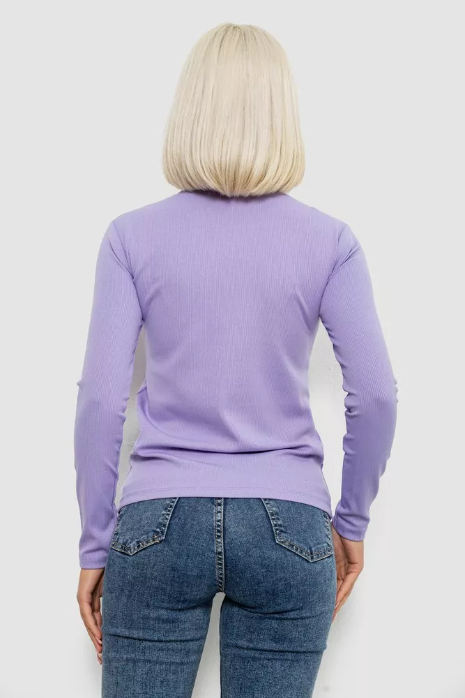 Купити Гольф жіночий однотонний в рубчик, колір бузковий, 214R332 - Фото №4