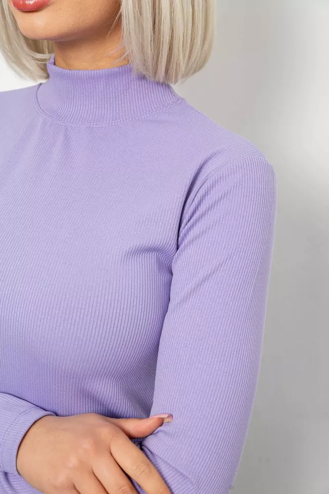 Купити Гольф жіночий однотонний в рубчик, колір бузковий, 214R332 - Фото №5