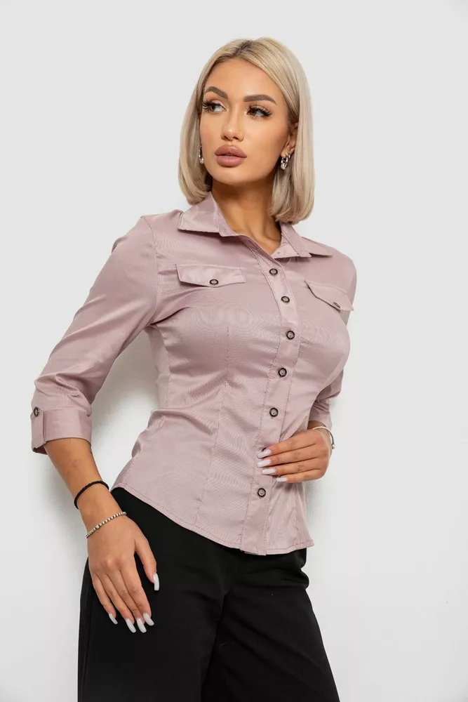 Купити Сорочка класична в смужку, колір темно-пудровий, 230R643 - Фото №3