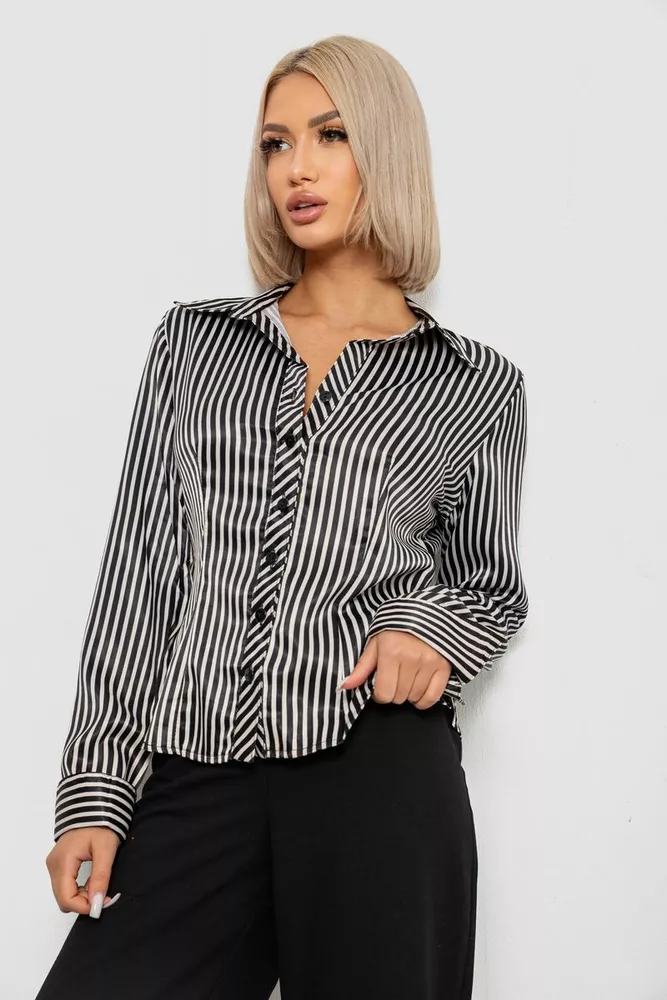 Купить Рубашка классическая в полоску  -уценка, цвет черно-белый, 230R64-3-U-26 - Фото №3