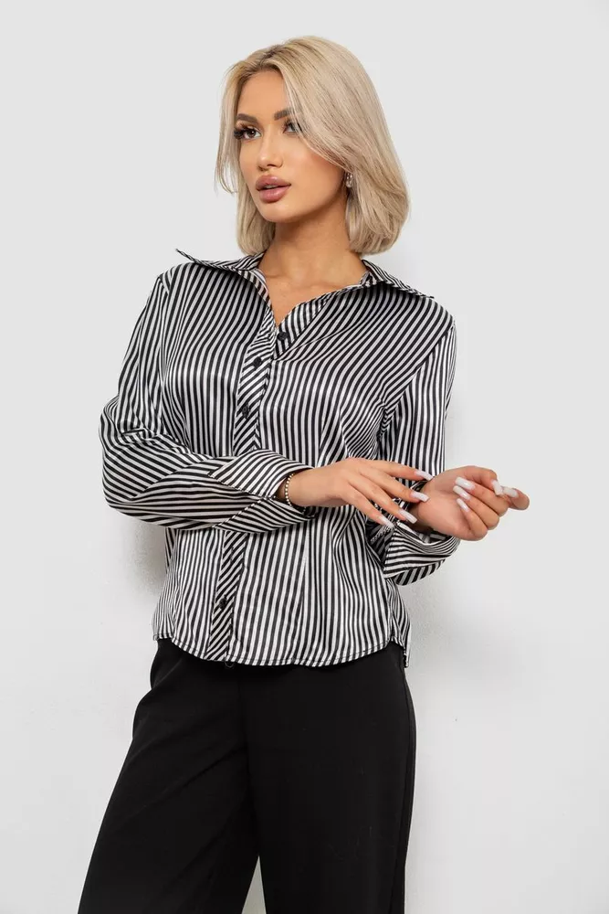 Купить Рубашка классическая в полоску  -уценка, цвет черно-белый, 230R64-2-U-12 оптом - Фото №3