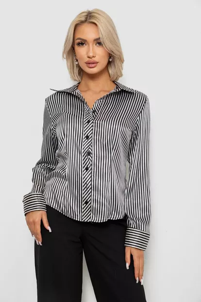 Сорочка класична в смужку  -уцінка, колір чорно-білий, 230R64-2-U-13
