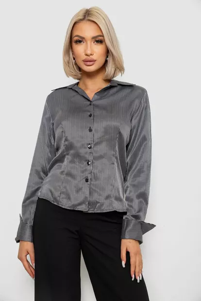 Сорочка класична в смужку  -уцінка, колір чорно-білий, 230R64-1-U-54