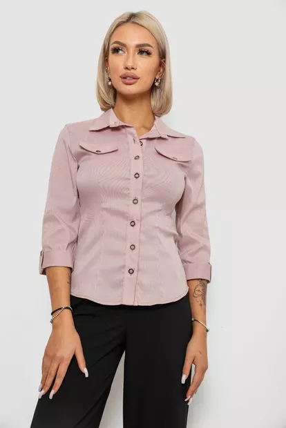 Сорочка класична в смужку, колір пудровий, 230R643