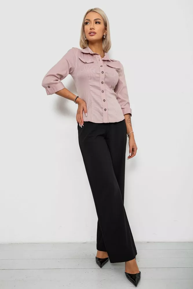 Купити Сорочка класична в смужку, колір пудровий, 230R643 - Фото №2