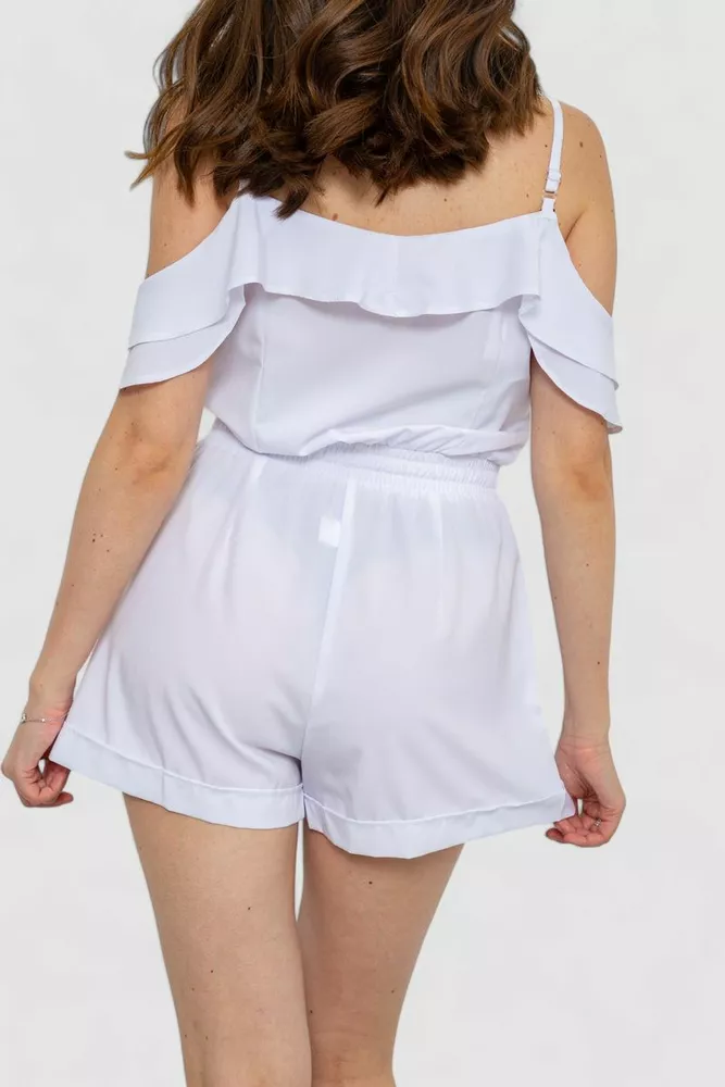 Купити Жіночий однотонний комбінезон, колір білий, 230R157 - Фото №4