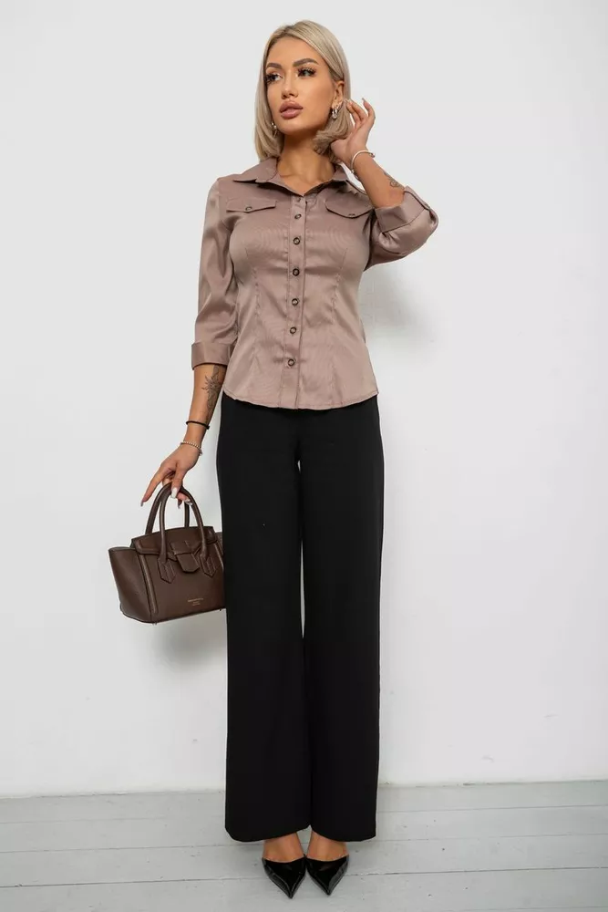 Купити Сорочка класична в смужку, колір бежевий, 230R643 - Фото №2