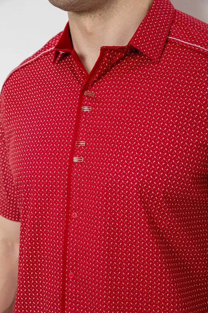 Купить Мужская рубашка с принтом, цвет бордовый, 186R7405 - Фото №5