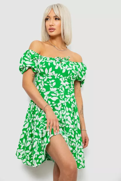 Платье женское с принтом софт, цвет зеленый, 257R811-2