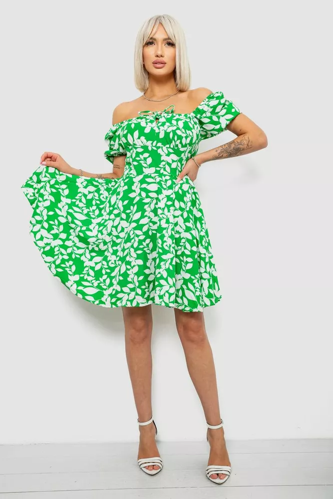 Купить Платье женское с принтом софт, цвет зеленый, 257R811-2 - Фото №2
