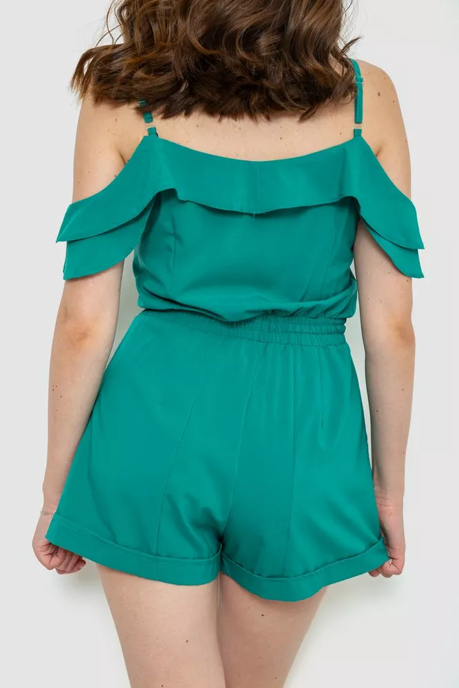 Купити Жіночий однотонний комбінезон, колір зелений, 230R157 - Фото №4