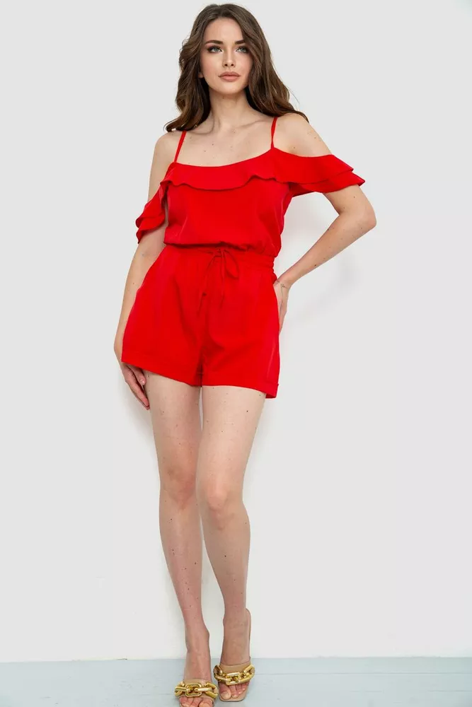 Купити Жіночий однотонний комбінезон, колір червоний, 230R157 оптом - Фото №2