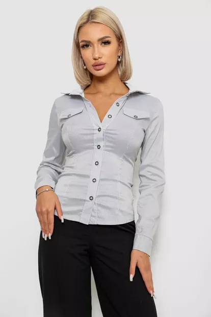 Рубашка классическая в полоску  -уценка, цвет серый, 230R641-U-30