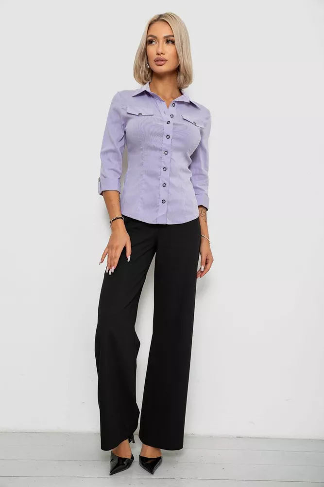 Купити Сорочка класична в смужку, колір бузковий, 230R643 оптом - Фото №2