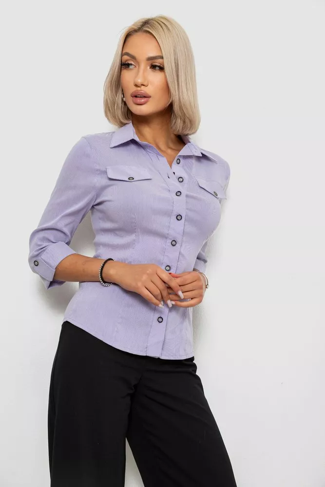 Купити Сорочка класична в смужку, колір бузковий, 230R643 оптом - Фото №3