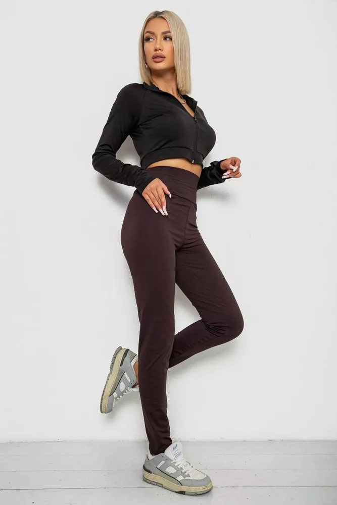 Купити Лосини однотонні  -уцінка, колір шоколадний, 238R58650-U-1 - Фото №2