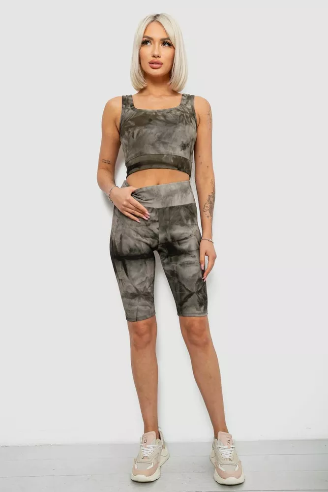 Купити Костюм жіночий домашній в рубчик, колір хакі, 214R341 - Фото №1