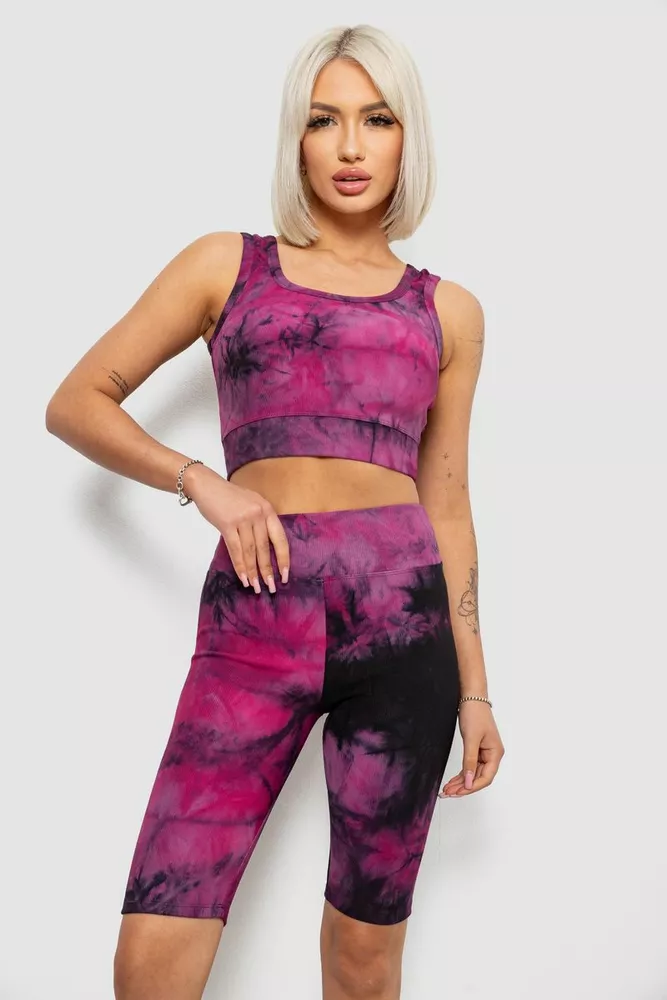 Купити Костюм жіночий домашній в рубчик, колір сливовий, 214R341 - Фото №2