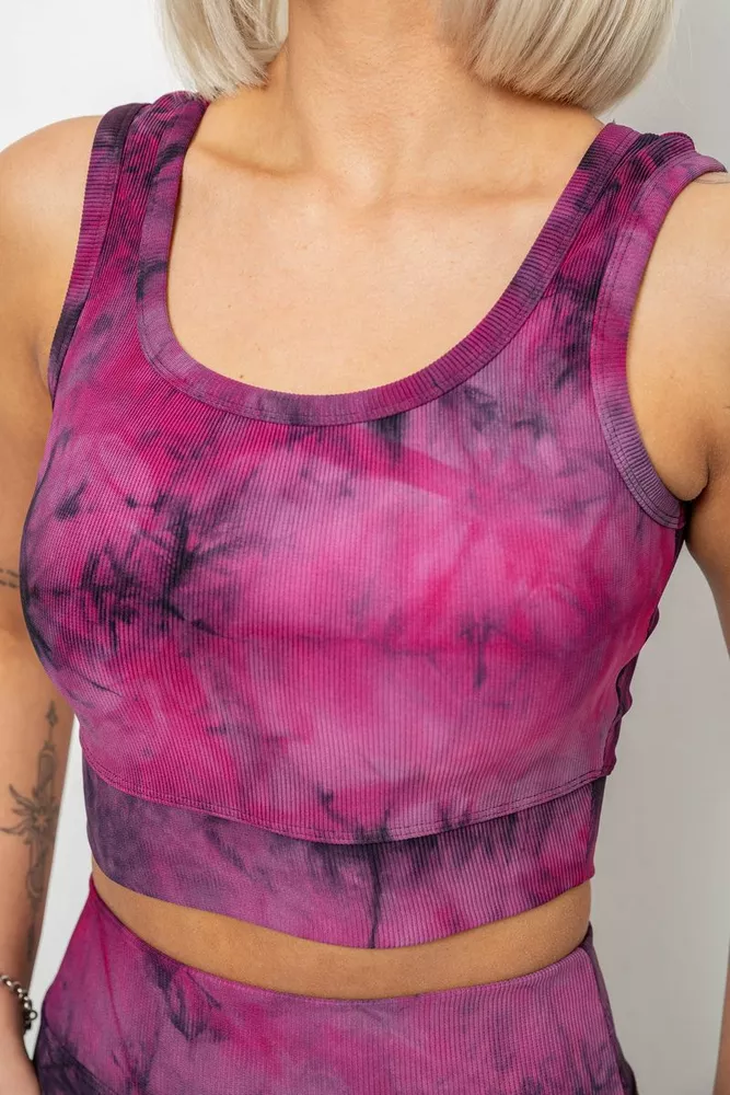 Купити Костюм жіночий домашній в рубчик, колір сливовий, 214R341 - Фото №5