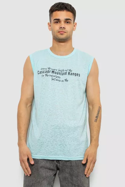 Майка чоловіча з принтом, колір бірюзовий, 244R351-5
