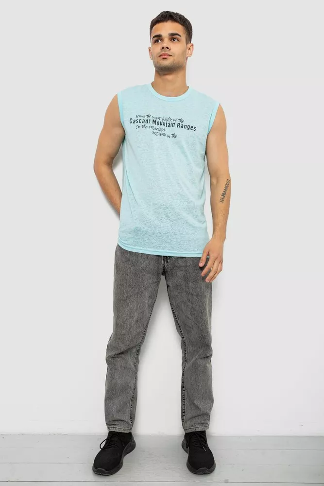 Купити Майка чоловіча з принтом, колір бірюзовий, 244R351-5 - Фото №2