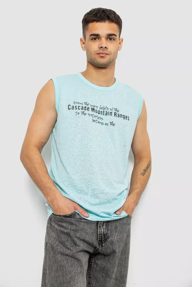 Купити Майка чоловіча з принтом, колір бірюзовий, 244R351-5 - Фото №3