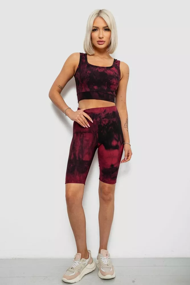 Купити Костюм жіночий домашній в рубчик, колір бордовий, 214R341 - Фото №1