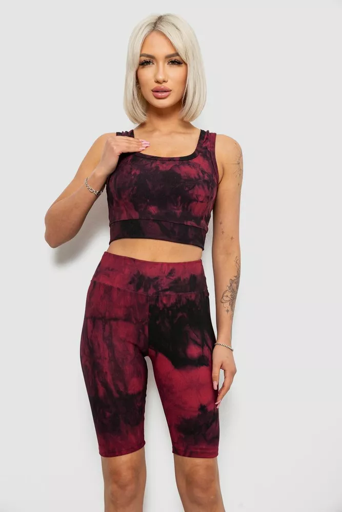 Купити Костюм жіночий домашній в рубчик, колір бордовий, 214R341 - Фото №2