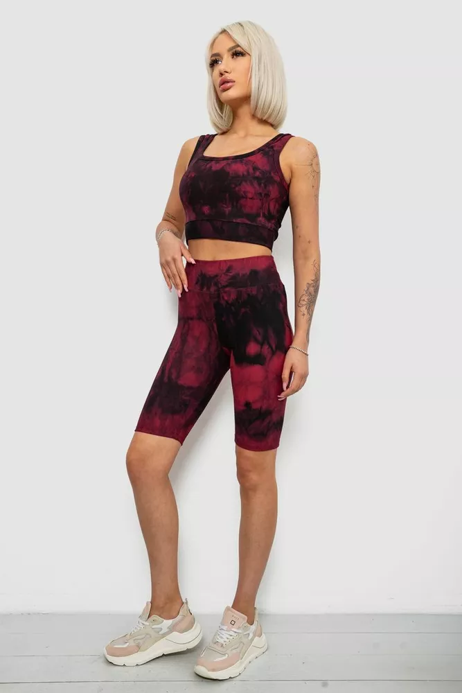 Купити Костюм жіночий домашній в рубчик, колір бордовий, 214R341 - Фото №3