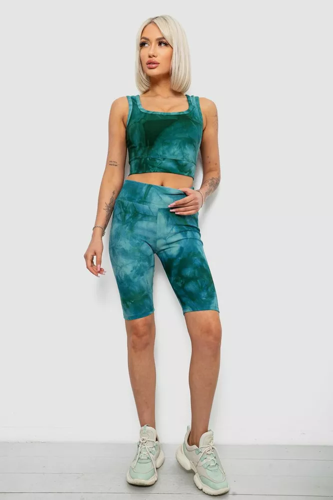 Купити Костюм жіночий домашній в рубчик, колір зелений, 214R341 - Фото №1