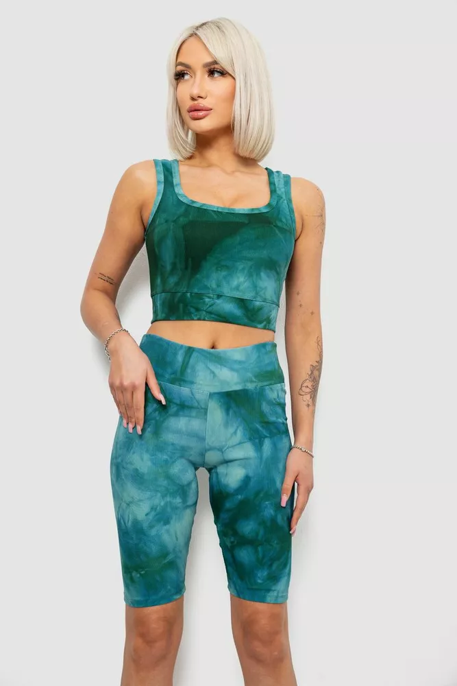 Купити Костюм жіночий домашній в рубчик, колір зелений, 214R341 - Фото №2