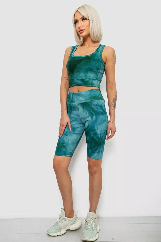 Купити Костюм жіночий домашній в рубчик, колір зелений, 214R341 - Фото №3