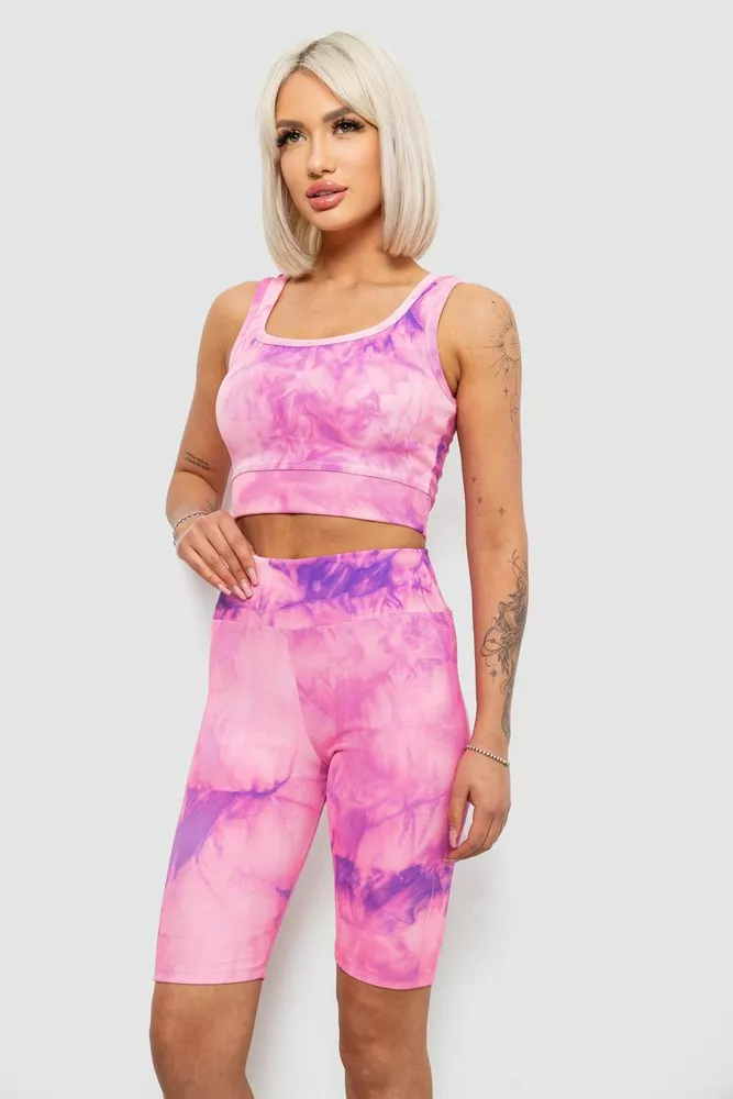 Купити Костюм жіночий домашній в рубчик, колір рожевий, 214R341 - Фото №2