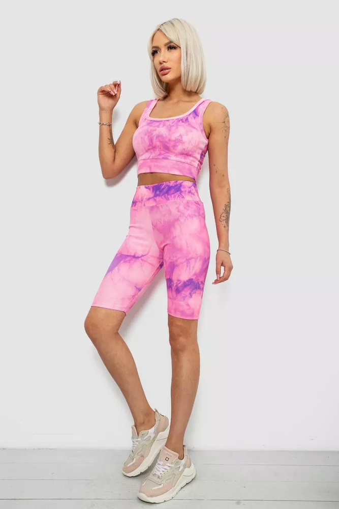 Купити Костюм жіночий домашній в рубчик, колір рожевий, 214R341 - Фото №3