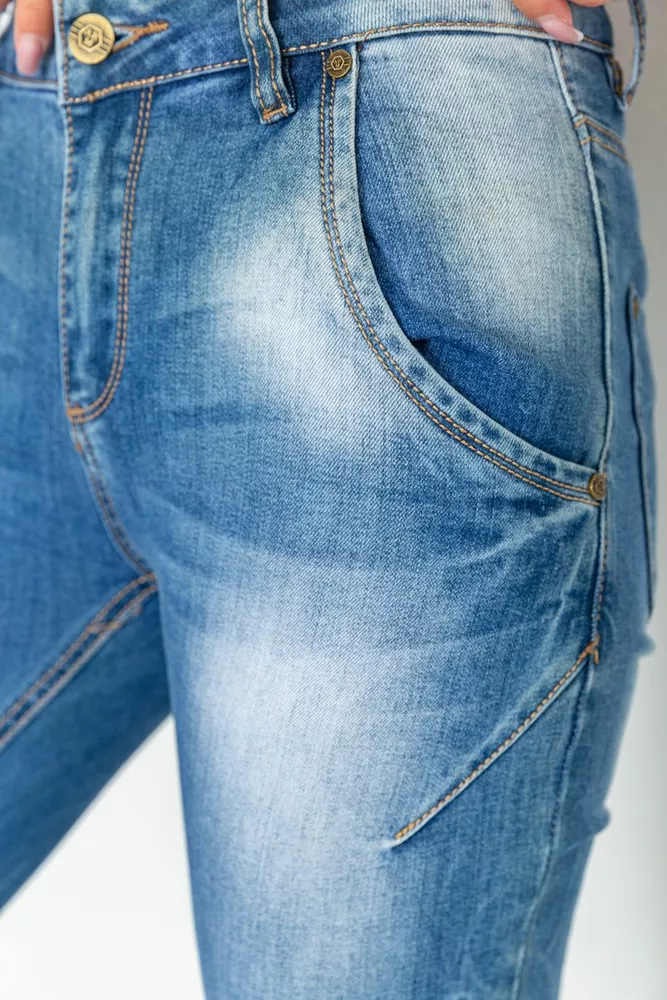 Купить Джинсы женские с потертостями, цвет синий, 244RS07 - Фото №5