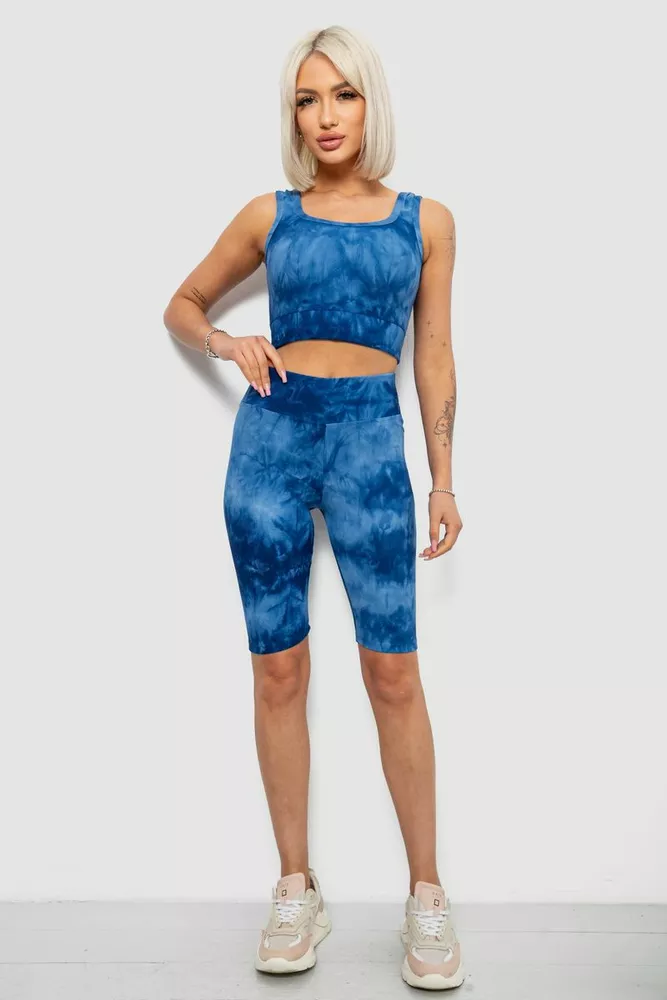 Купить Костюм женский домашний в рубчик, цвет синий, 214R341 - Фото №1