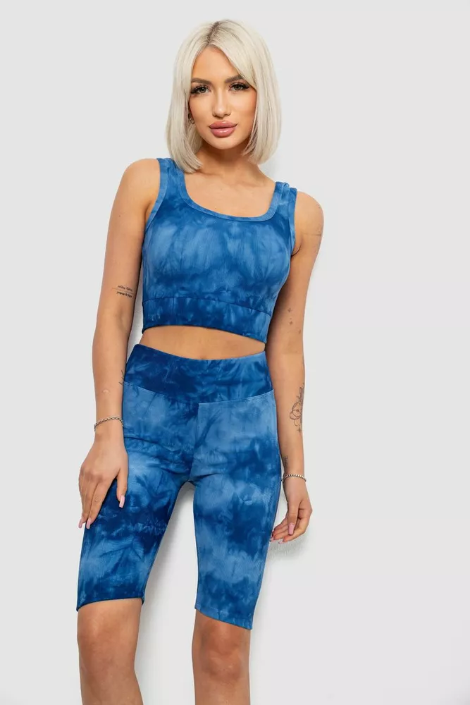 Купить Костюм женский домашний в рубчик, цвет синий, 214R341 - Фото №2