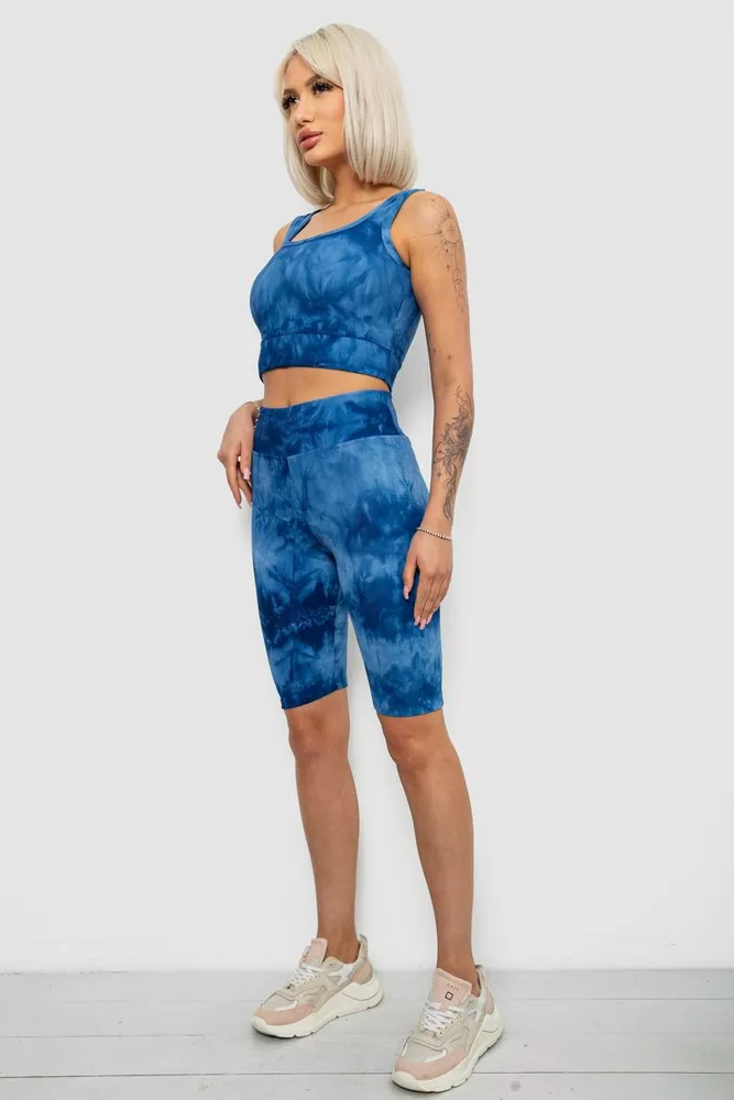 Купить Костюм женский домашний в рубчик, цвет синий, 214R341 - Фото №3