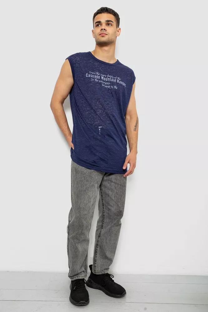 Купити Майка чоловіча з принтом, колір синій, 244R351-5 - Фото №2
