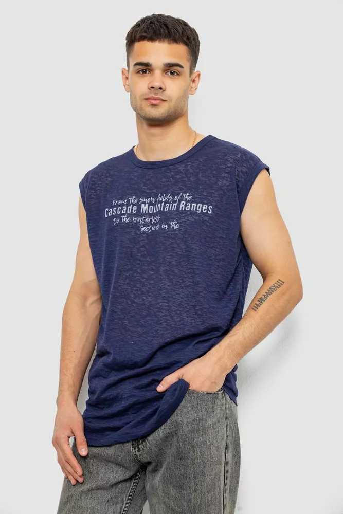 Купити Майка чоловіча з принтом, колір синій, 244R351-5 - Фото №3