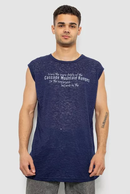 Майка чоловіча з принтом, колір синій, 244R351-5