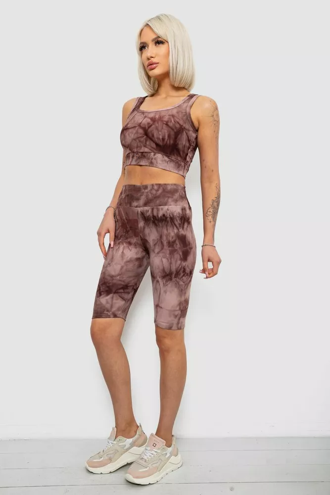 Купити Костюм жіночий домашній в рубчик, колір мокко, 214R341 - Фото №3