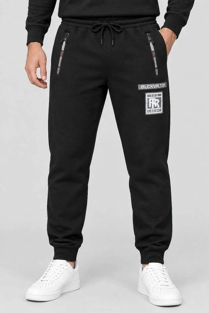 Спортивные штаны мужские на флисе, цвет черный, 129R6130-5